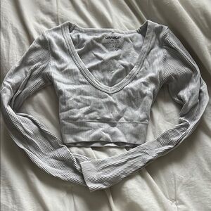 Garage Women's Gray Ribbed Long Sleeve Top